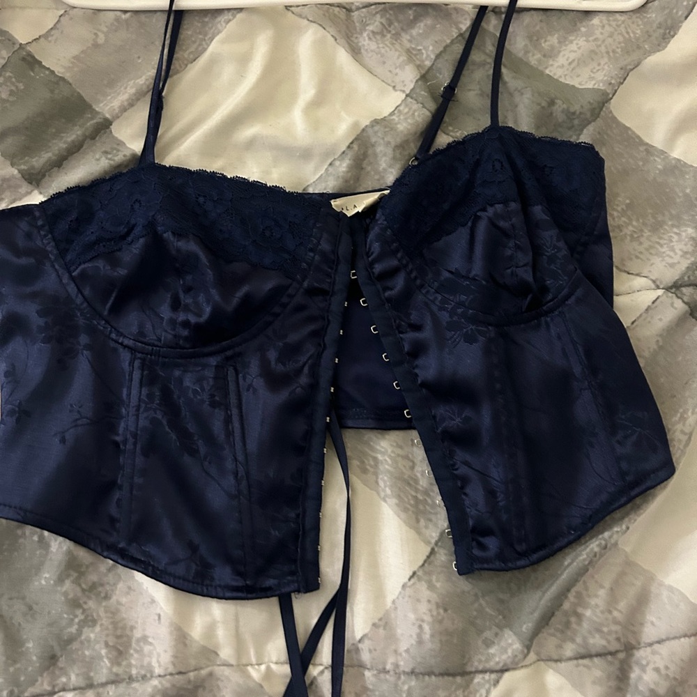 dark blue corset top